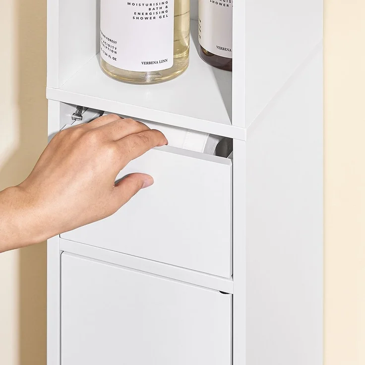 SoBuy BZR34-K-W Badezimmer-Hochschrank, Spanplatte, Melamin, Weiß, 20 x 180 x 20 cm – Bild 6