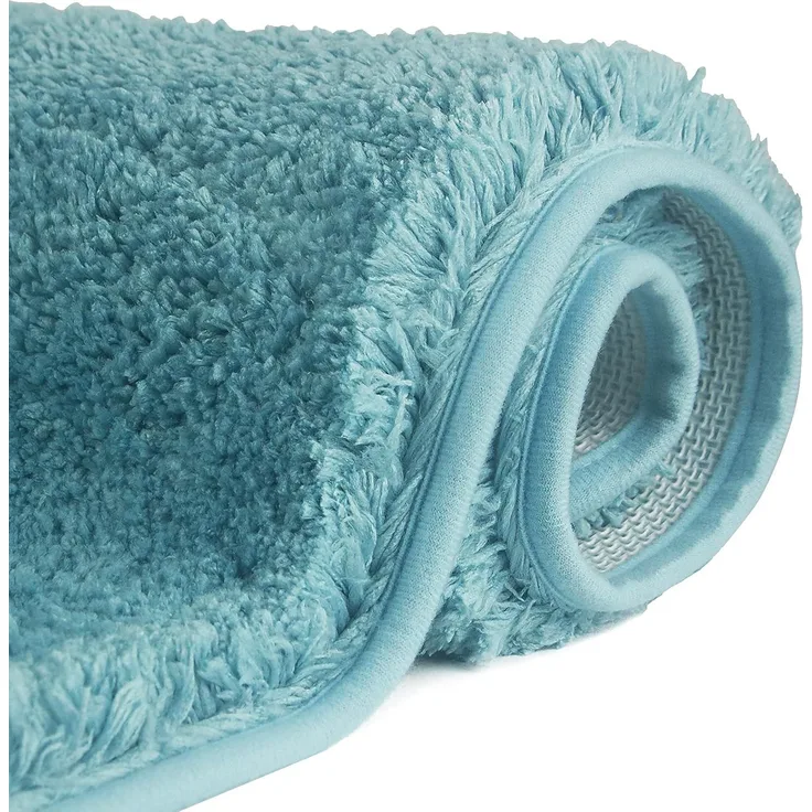 FCSDETAIL rutschfeste, Hochflor Badteppiche 50x80 cm, Maschinenwaschbare Badematte, Badvorleger mit Wasserabsorbierenden, Weichen Mikrofasern für Badewanne, Dusche und Badezimmer (Türkis)