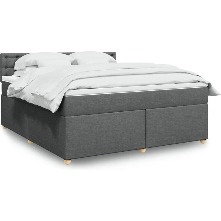vidaXL Boxspringbett mit Matratze Dunkelgrau 180x200 cm Stoff 3289074 – Bild 1