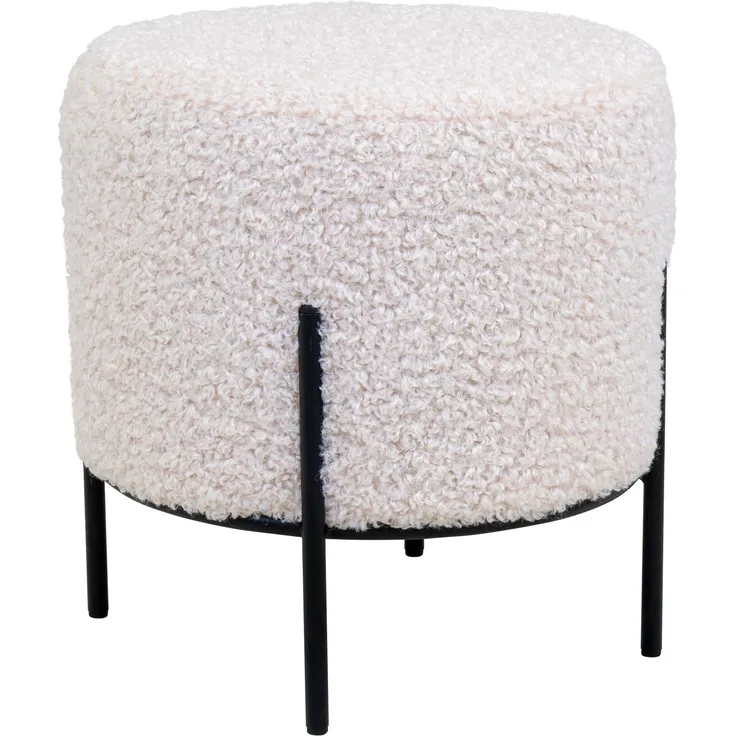 Pouf >Alford< in Weiss, Stoff - 35,5x37x35,5cm (BxHxT)