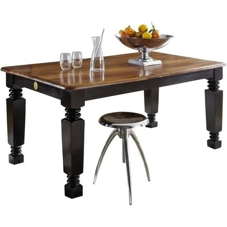 Esstisch mit Auszug Sheesham 140-180 x 90 x 76 schwarz/braun lackiert NEW BOSTON #151