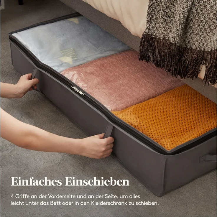 Lifewit Aufbewahrungsdose Unterbettkommode, Unterbett Faltbare Aufbewahrungsbox mit Deckel (6 St) – Bild 3
