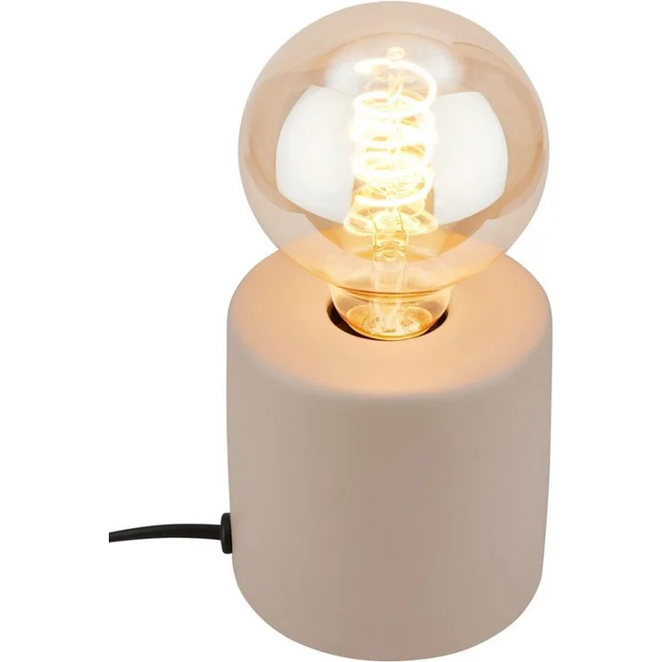 BRILONER - Tischlampe mit Kabelschalter, Keramikfuß, E27, max. 10W, Nachttischlampe, Lampe, Schreibtischlampe, Tischleuchte, Bürolampe, Leselampe Bett, Leselicht, 10x10,3 cm, Beige