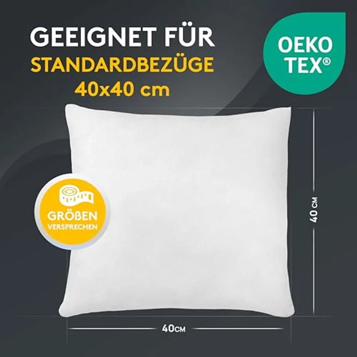 LILENO HOME Kissenfüllung 40x40 (2er Set) | Pralle Füllung für dekorative Couch- und Schlafkissen | Hygienisch und hypoallergen, Made in Germany, Oeko-Tex zertifiziert – Bild 5
