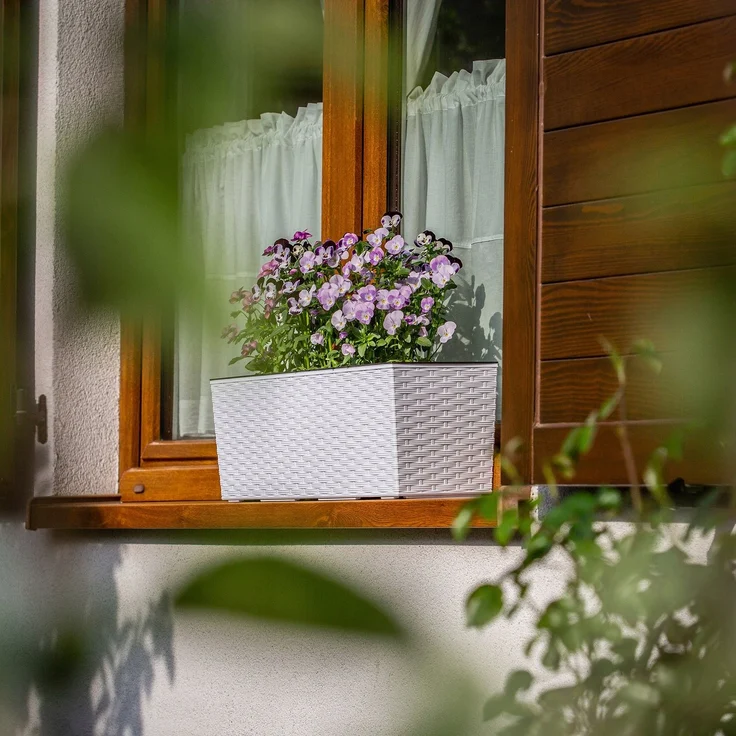KADAX Blumentopf Balkonkasten + Einsatz 19x56cm Weiß – Bild 5