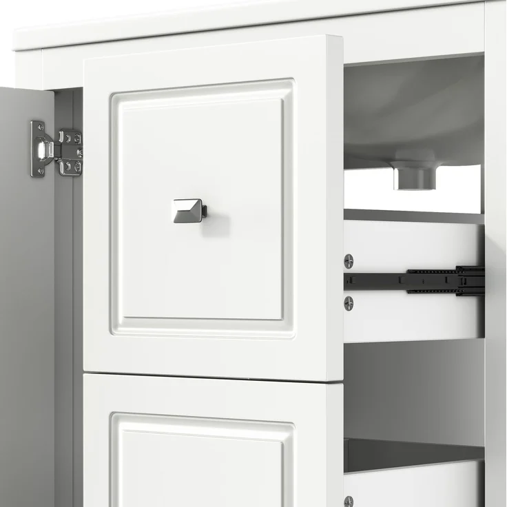 Waschtisch 62 x 47 x 90 cm mit Keramikwaschbecken und drei Schubladen, Weiß – Bild 9