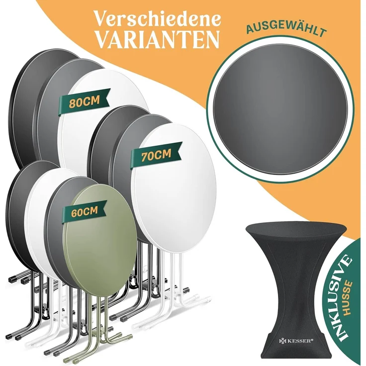 KESSER® Gastro Stehtisch klappbar - Gastronomie Bistrotisch rund - Wetterbeständiger Klapptisch Gartentisch - Runder Partytisch - Hitzebeständig - Stabil und sicher Anthrazit, Ø 60 cm, 2er Set – Bild 7