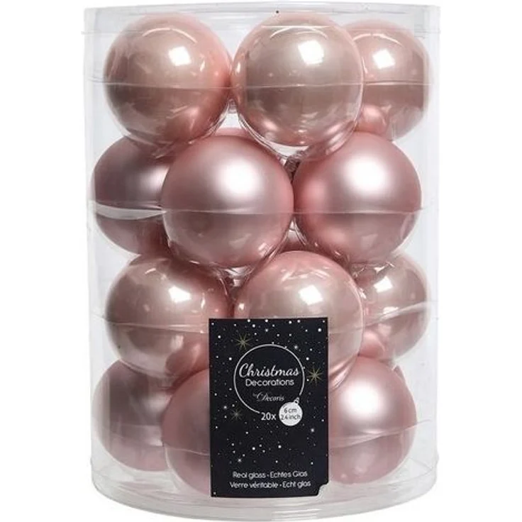 Kaemingk Weihnachtsbaumkugel Weihnachtsbaumkugeln Glas Ø 6 cm 20 Stück rosa emaille – Bild 2