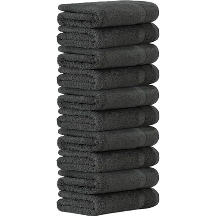 Luckytowel Duschtuch Set 70x140 cm, Oeko-TEX Badetücher aus 100% Baumwolle mit 600 g/m², flauschig & saugstark, Frottee Handtücher Set, 10er Pack Anthrazit – Bild 1