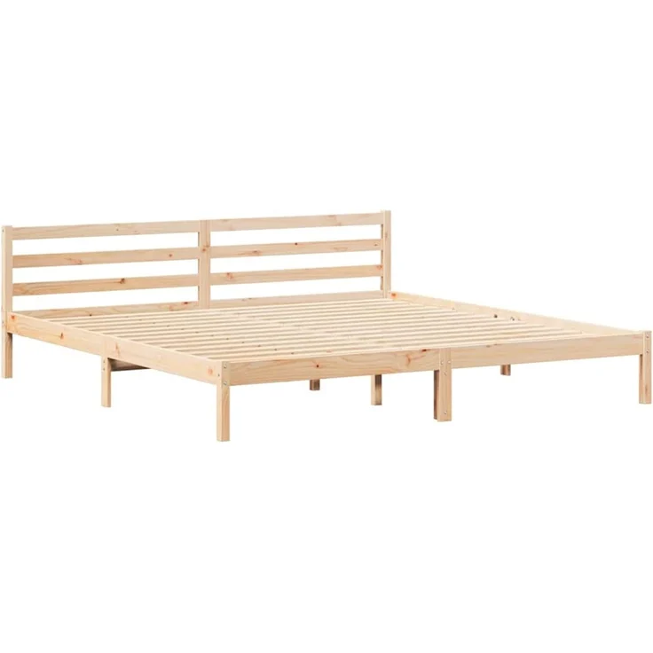 vidaXL Bettrahmen Braun 225,5 x 185,5 x 69,5 cm Massivholz Kiefer 869784 – Bild 2