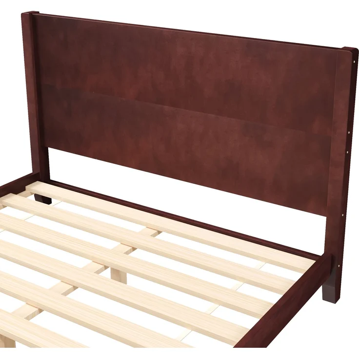 Merax Doppelbett, 160x200 Plattformbett mit Kopfteil und Lattenrost, Braun – Bild 7