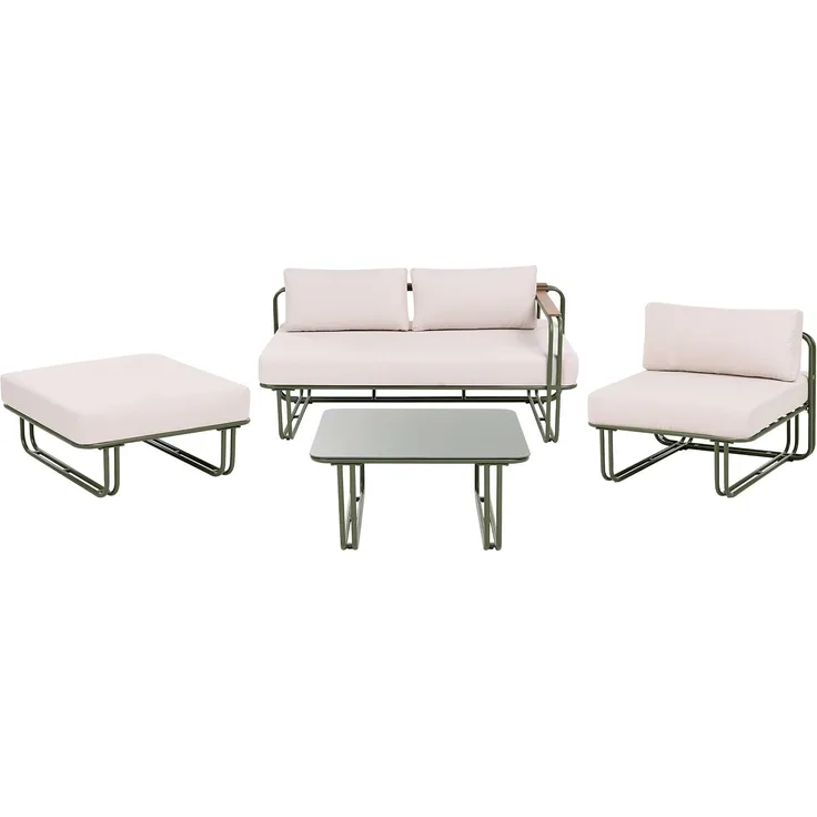 Lounge Set mit Tisch und Ottomane 3-Sitzer CAMEROTA Metall Grün
