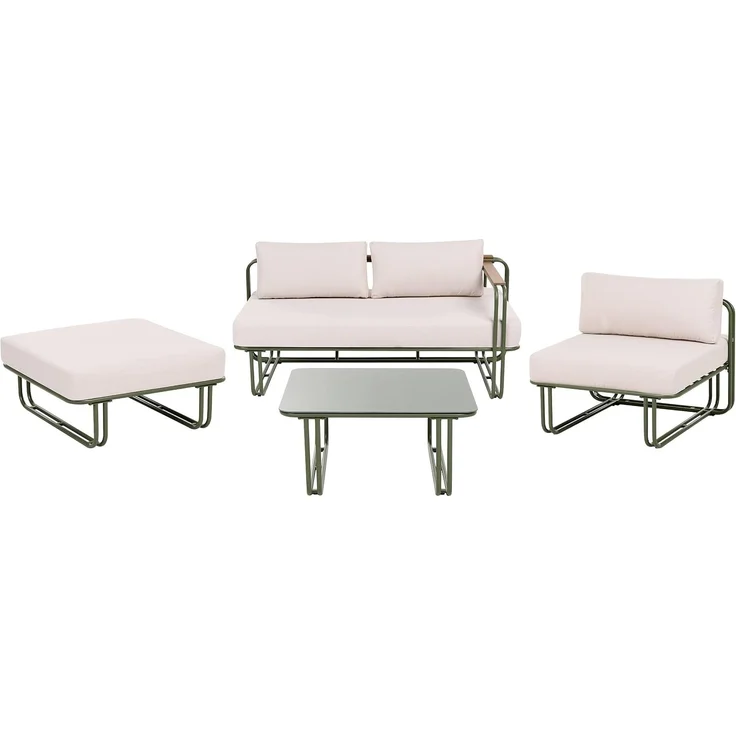 Lounge Set mit Tisch und Ottomane 3-Sitzer CAMEROTA Metall Grün – Bild 1