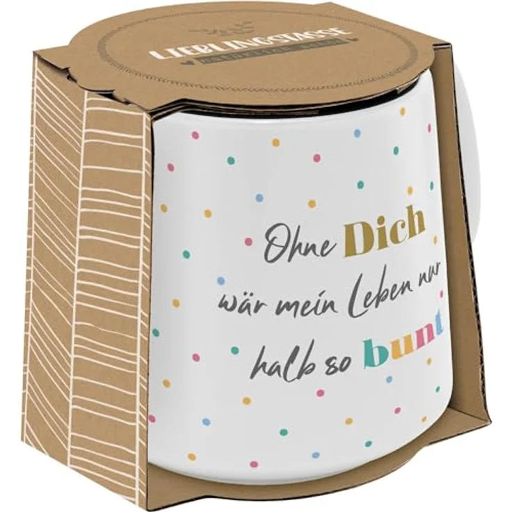 GRUSS & CO Tasse konisch "Bunt" | Steinzeug, 43 cl, mehrfarbig | Geschenk Freunde, Geburtstag, Ostern | 48995 – Bild 4