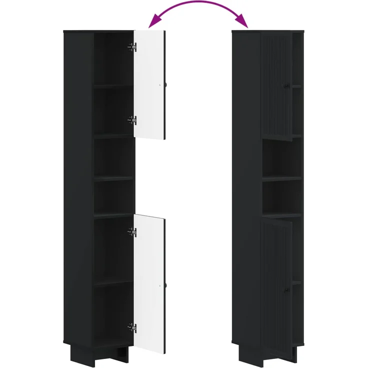 vidaXL 2-teiliges Badezimmer Schrank Set EDE Schwarz Holzwerkstoff 3417496 – Bild 7