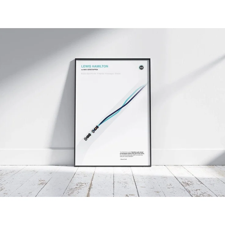 Poster Formel 1 Überholmanöver Linien Kurve Windschatten Rennstrecke Rennfahrer Rennwagen · Deko Print ohne Rahmen - F Hamilton / 30x40 cm – Bild 3