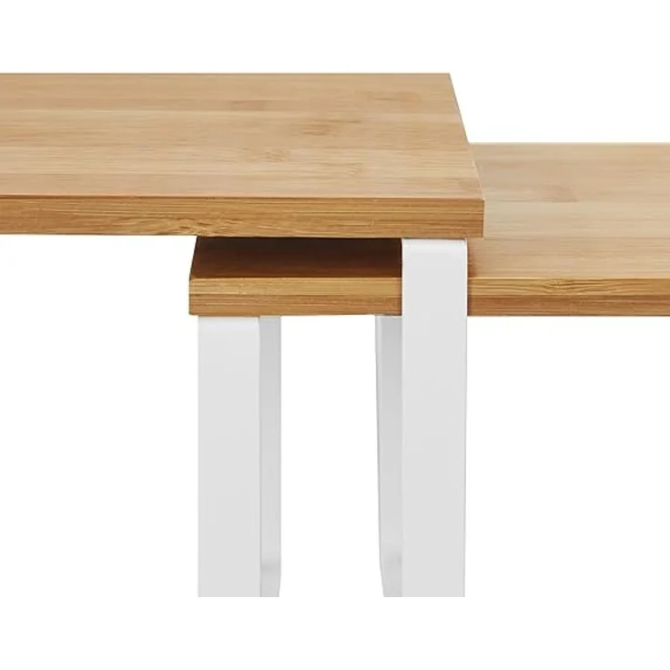 Songmics Gewürzregal, 2er Set, Küchenregal, Küchen-Organizer, erweiterbar, Gewürzhalter, stapelbar, aus Metall und Holzwerkstoff, weiß-naturfarben – Bild 5
