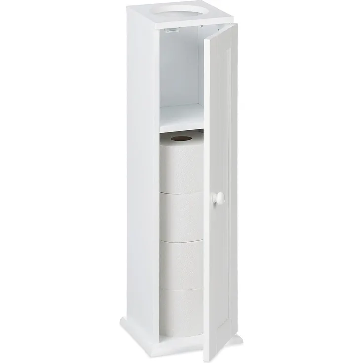 Relaxdays Schmaler Toilettenschrank mit 2 Ablagen