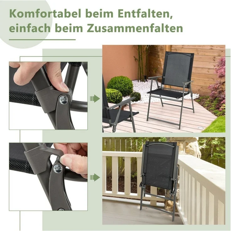COSTWAY Gartenstuhl Klappstühle (4 St), klappbar mit Armlehnen,150kg – Bild 2