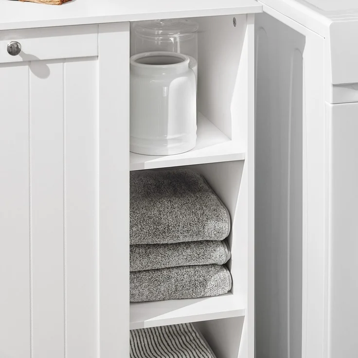 SoBuy BZR105-W Badezimmer-Hochschrank, MDF, Lackiert, Weiß, 60 x 86 x 37 cm – Bild 5