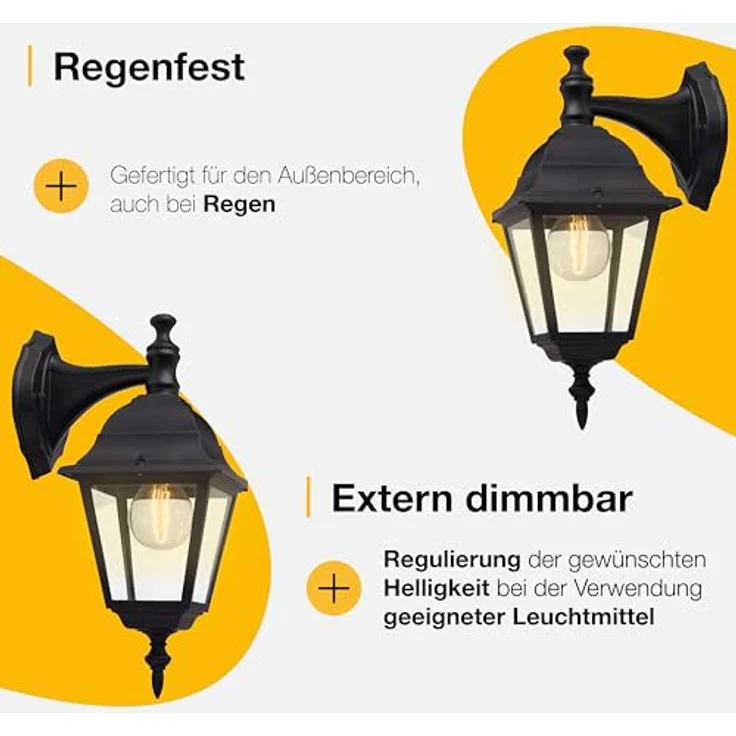 Brilliant Newport hängende Außenwandleuchte schwarz – LED-Wandleuchte für draußen – E27 Sockel exkl. LED Leuchtmittel – wetterfeste Außenleuchte – Bild 7