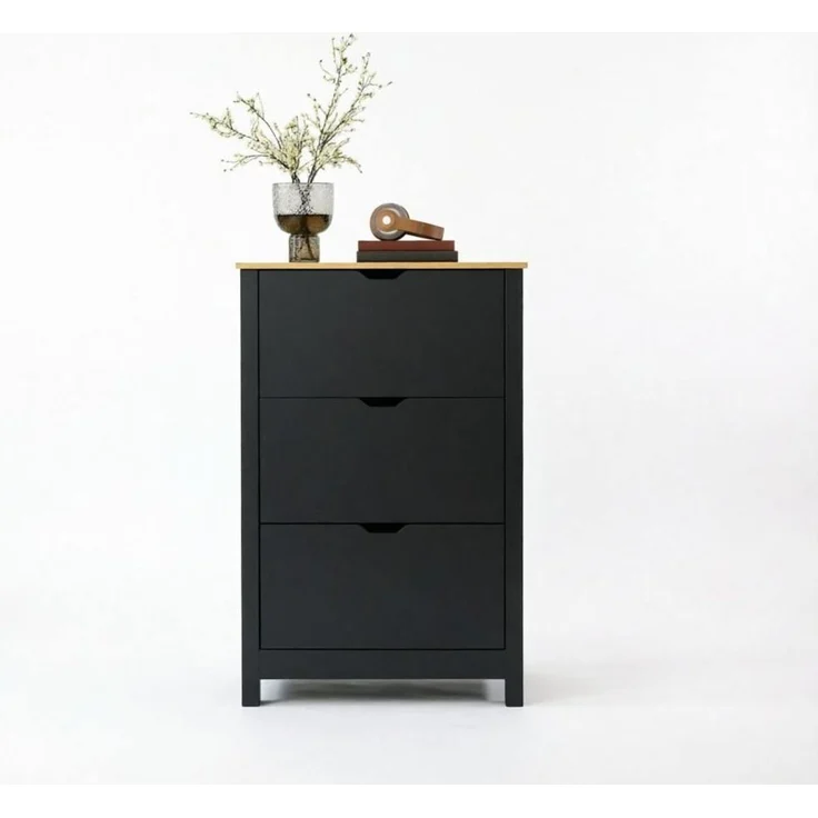 DESVIAE Garderobenschrank Schwarz aus Spanplatte – 72x112x26 cm – 3 Klapptüren – Bild 3