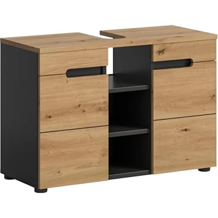 Xonox Canu Waschbeckenunterschrank (B/H/T: 80x55x34 cm) in Basalt grau Nachbildung und Artisan Nachbildung – Bild 2