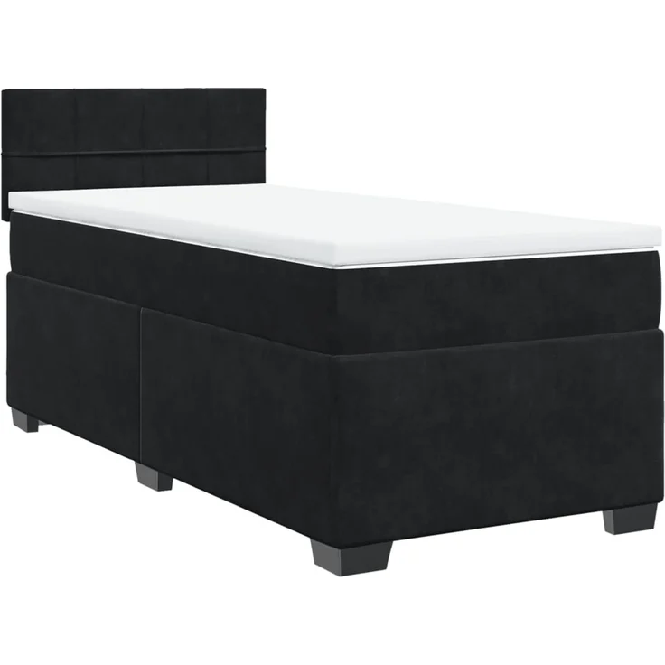 vidaXL Boxspringbett mit Matratze Schwarz 90x200 cm Samt 3286224 – Bild 2