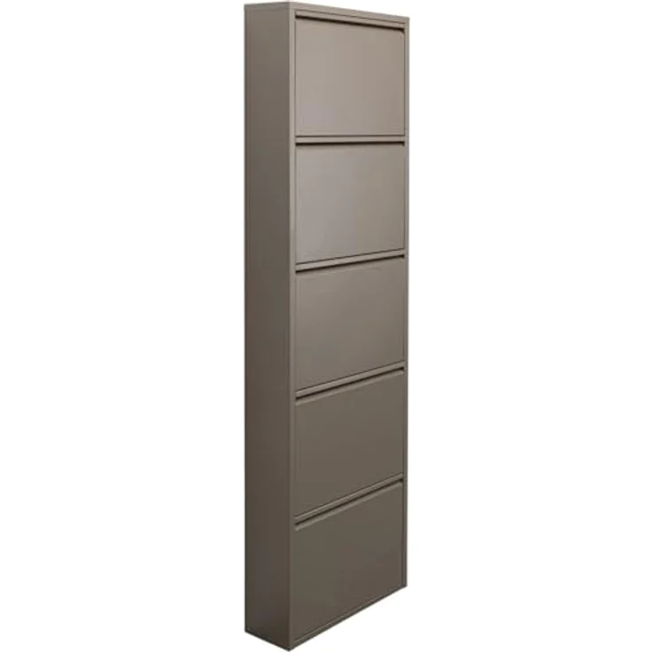 Kare Design Schuhschrank Caruso, Taupe, Stahl, mit 5 Klappen, Schuhablage für 10 Paar Schuhe, schmal, platzsparend, hoch, Schuhregal, Eingangsbereich, 170 x 50 x 15 cm (H/B/T) – Bild 7