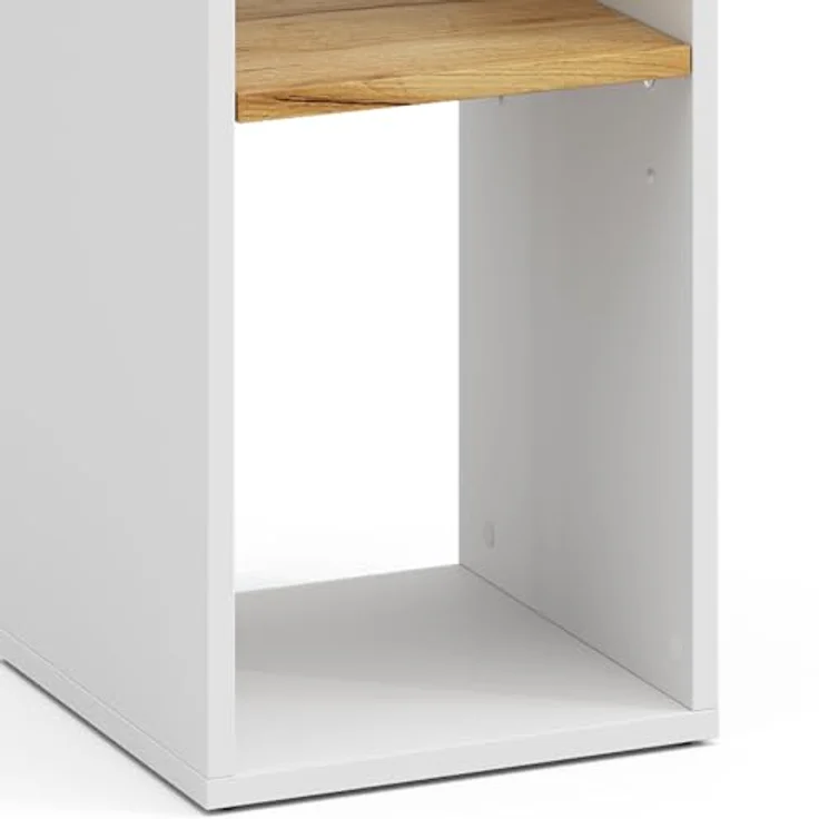 Bücherregal Tomy Weiß/Goldkraft Eiche 30 x 74 cm mit 2 offenen Fächern Vicco – Bild 6