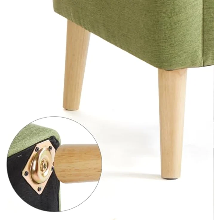 Mondeer Sessel, Sessel ​mit Armlehnen Massivholzbeine Modern Einfach für Schlafzimmer Wohnzimmer Balkon Büro, D72 x W72 x H81 cm, Grün – Bild 7