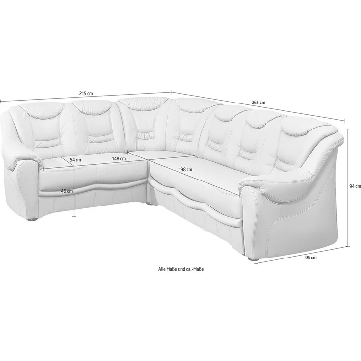 sit&more Ecksofa Bansin, L-Form, B: 265 cm, Bettfunktion optional, Federkern-Polsterung, Komfortable Sitzhöhe 46 cm, Liegefläche 148 x 198 cm bei Bettfunktion – Bild 4