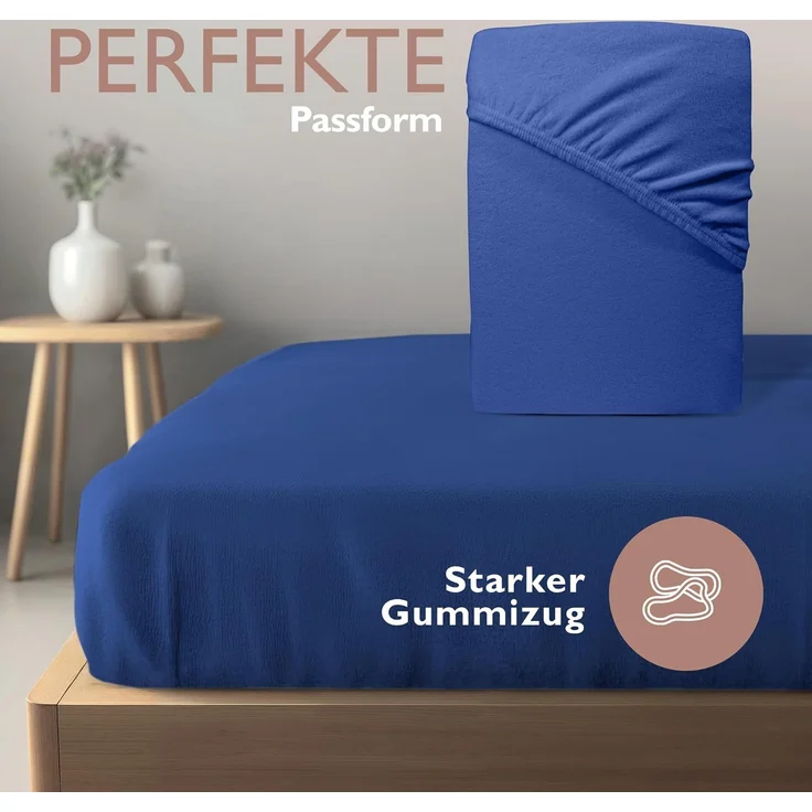 leevitex® Spannbettlaken für kalte Nächte – angenehm weich, passgenau, farbstark & pflegeleicht, Gummizug: Rundum, (1 Stück), OEKO-TEX zertifiziert, hautfreundlich, 40 cm Steghöhe, elastisch – Bild 5