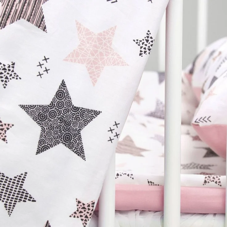 Amilian Babybettwäsche Set 7-teilig - Bettwäsche 100x135 - Kissenbezug 40x60 - mit Himmel, Vollstoffhimmel, 7 teilig, Komplett-Set für Babybett, Gitterbett - Kinderbettwäsche – Bild 3