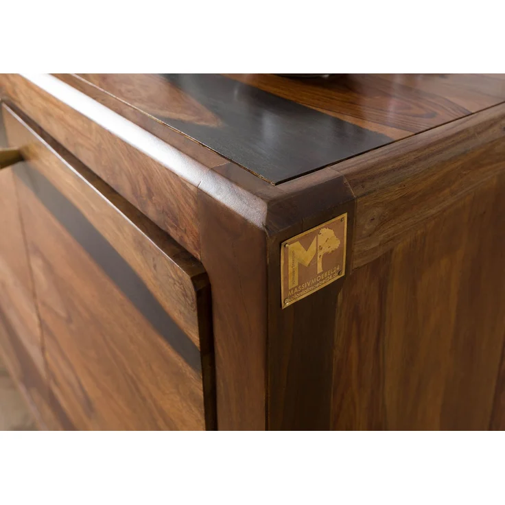 Sideboard Sheesham 140 x 45 x 80 dunkelbraun lackiert ANCONA #221 – Bild 7