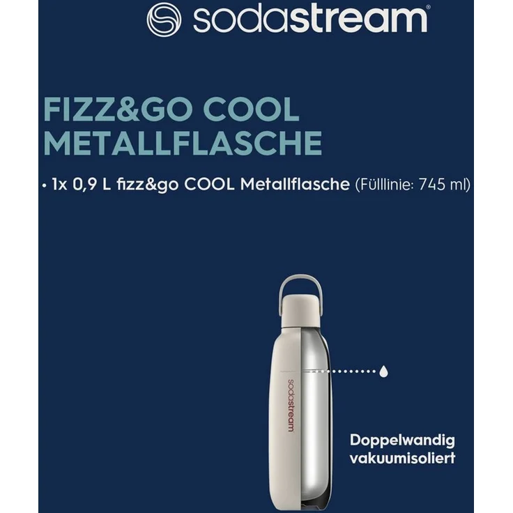 SodaStream Thermoflasche Metallflasche Fizz&go COOL DWS, 0,9 l, Trinkflasche, kompatibel mit SodaStream DUO, E-DUO, TERRA, ART & ENSO Wassersprudler – Bild 2