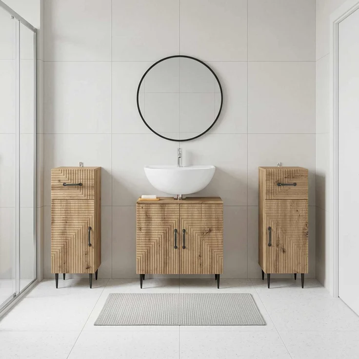 vidaXL 3-teiliges Badezimmer-Schranksystem HAARLEM Artisan-Eiche 3418025 – Bild 1