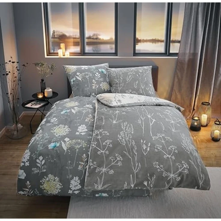 Kleine Wolke Wendebettwäsche Savannah in Gr. 135x200 oder 155x220 cm, Mako-Satin, 2 teilig, Bettwäsche aus Baumwolle, florale Bettwäsche mit Wendeoptik – Bild 3