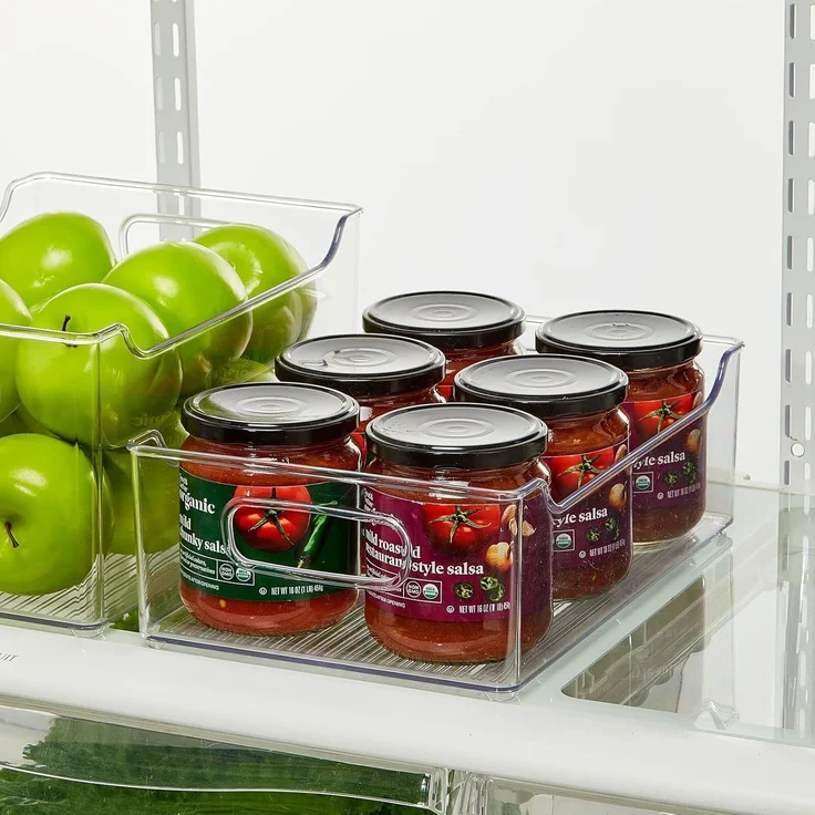 4er Set Kühlschrank Aufbewahrungsbox Griffe Gefriertruhe mDesign transparent – Bild 3