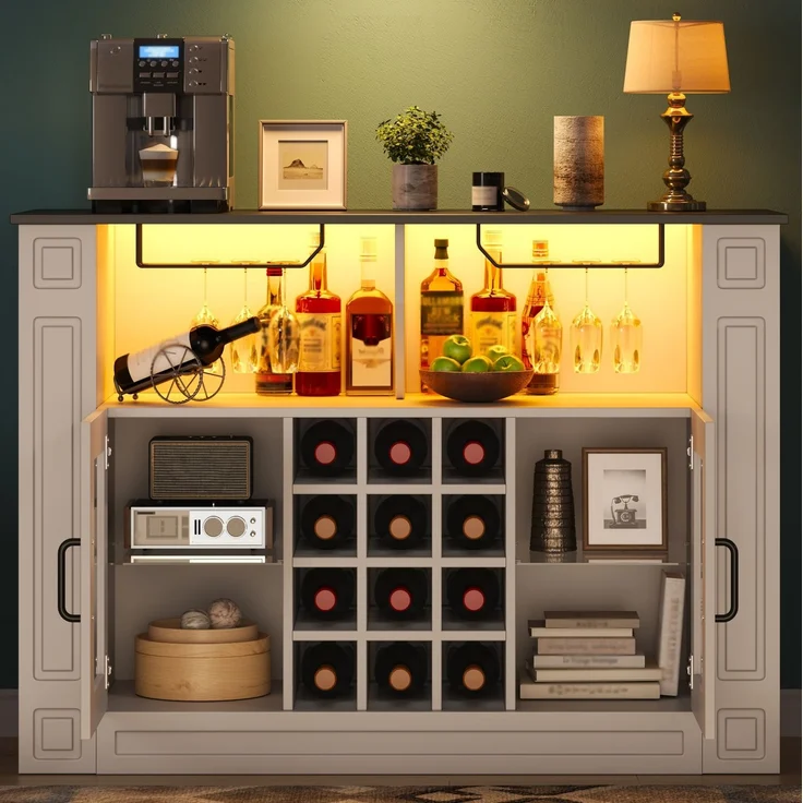 Weinschrank 120 x 35 x 84 cm mit RGB-LED-Beleuchtung und Glastüren – Bild 2