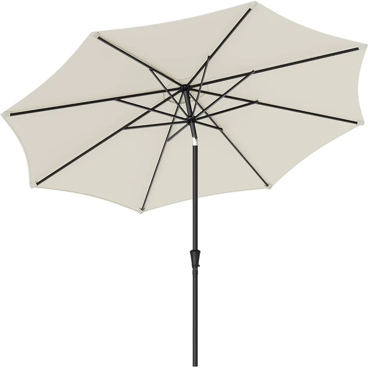 SONGMICS Sonnenschirm 340 cm, UPF 50+, Strandschirm, beidseitig um 30° knickbar, Sonnenschutz, mit Kurbel zum Öffnen/Schließen, für Terrasse, Balkon, Pool, ohne Ständer, beige GPU045M01 – Bild 1