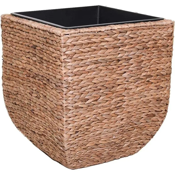 VIVANNO Pflanzkübel Wasserhyazinthe ASIA Würfel, Natur Geflochten 25x25x30 cm