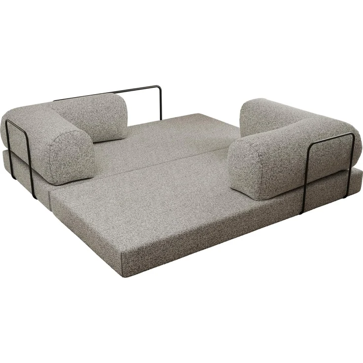 3-Sitzer Sofa ORSETTO mit Schlaffunktion, Metallrahmen, modernes Bettsofa mit HR- und T30-Schaum - Hellgrau Stukture – Bild 10