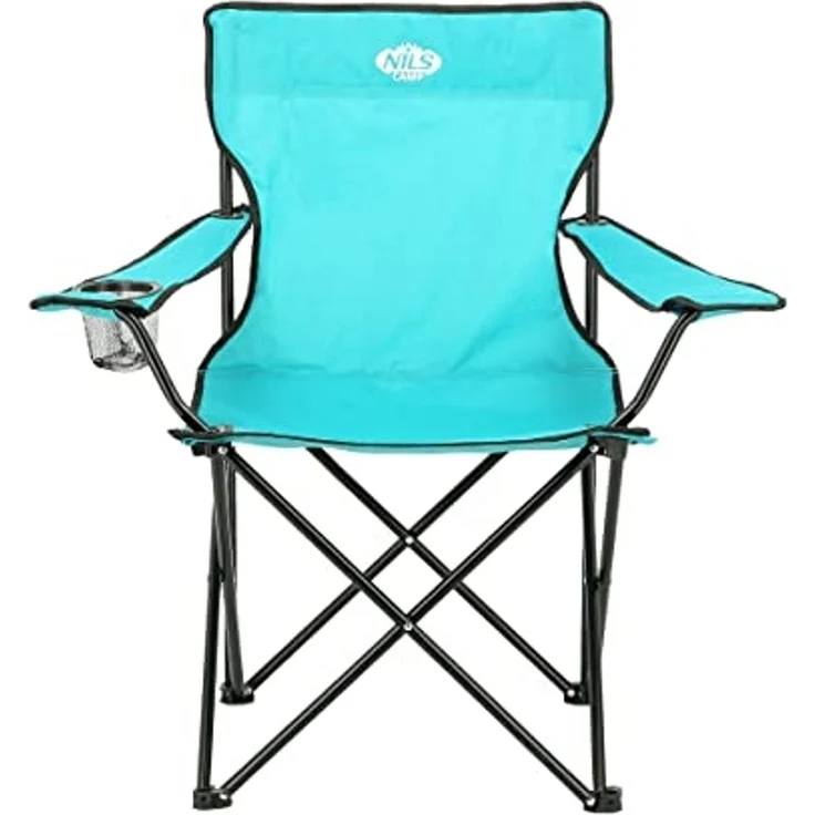 NILS Faltbarer Campingstuhl Anglerstuhl Stabiler Outdoor-Stuhl mit Tragetasche Türkis – Bild 1