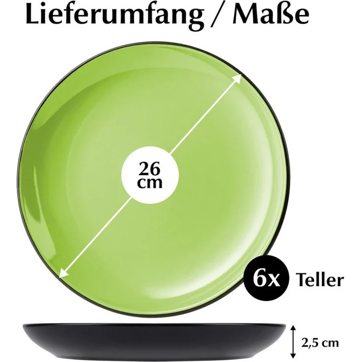 MiaMio Teller Le Papillon große Teller, grün, (6 St), Ø 26 cm, 6-teilig – Bild 4