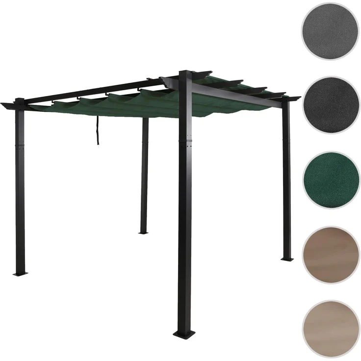Mendler 'HWC-N93' Pergola, stabiles 8cm-Gestell mit Schiebedach UV50+ 3x3 m, Aluminium, Grün – Bild 10