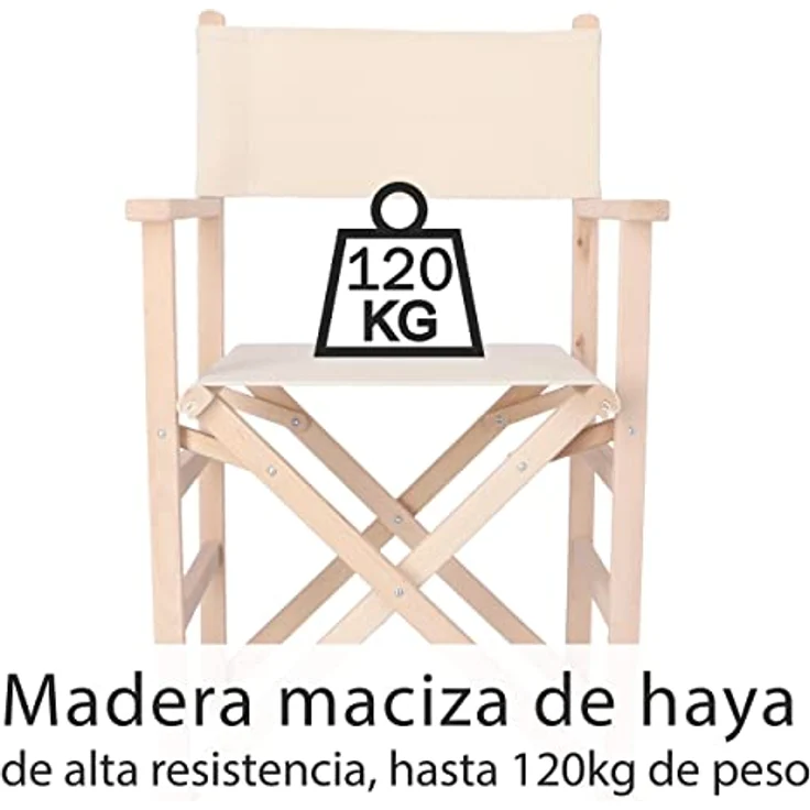 Mueblear 1001 Regie-Stuhl, mit Leinwand und unlackiertem Holz 51,5 x 46 x 86 cm Brute – Bild 7