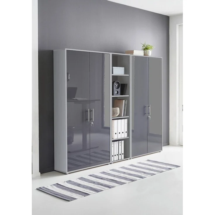 BMG Möbel Aktenschrank Büromöbel Office Edition 10 (Aktenschrank Regal Set, besteht aus 2x Aktenschrank und 1x Regal) mit viel Stauraum, abschließbar – Bild 1