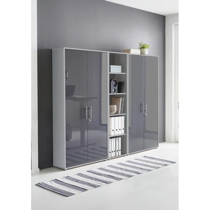 BMG Möbel Aktenschrank Büromöbel Office Edition 10 (Aktenschrank Regal Set, besteht aus 2x Aktenschrank und 1x Regal) mit viel Stauraum, abschließbar