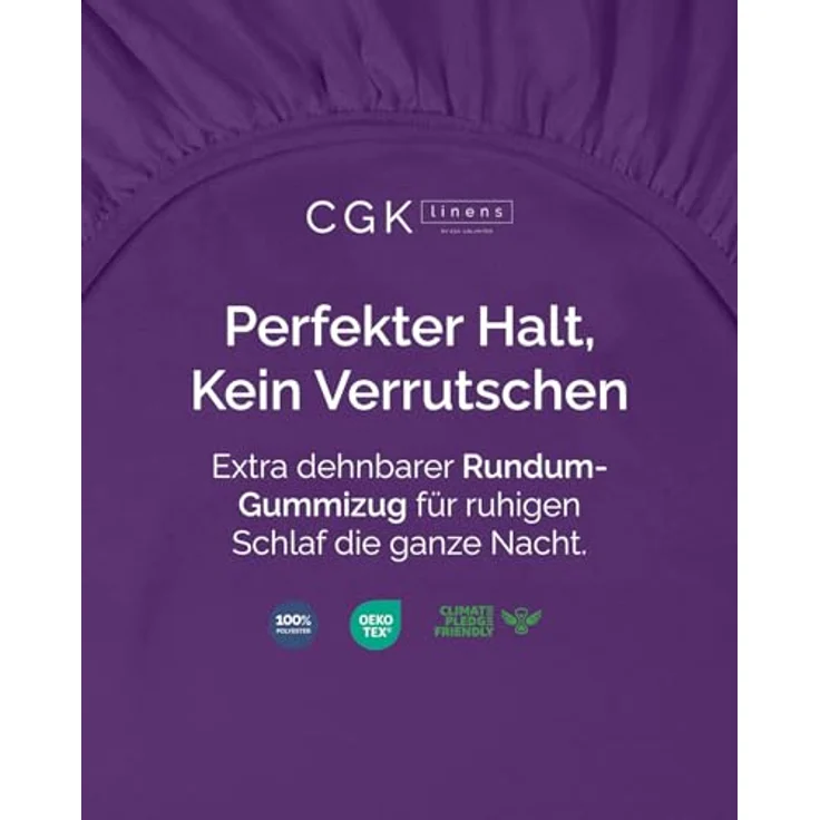 Spannbettlaken 120x190 cm Violett - 30cm (12") Tiefe Tasche - Premium Mikrofaser Spannbetttuch - Weich, Knitter- und Bügelfrei - Atmungsaktiv, Hypoallergen und Oeko-TEX Standard 100 Zertifiziert – Bild 2